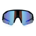 thumbnail image 4 of Polarized Mens Classic Oversized Mirror Wrap Half Rim Sport Plastic Sunglasses Matte Black - Blue Mirror, 4 of 8