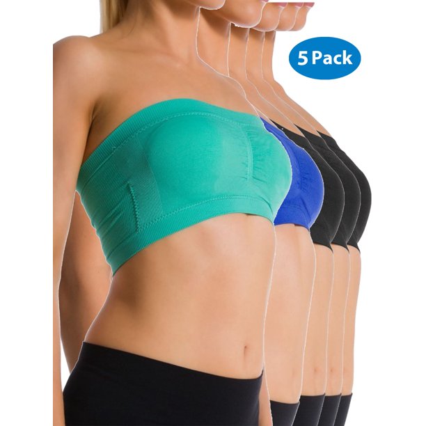 EKTANCO 5PACK Stretch Sports Bra Wire Free Bandeau With Removable