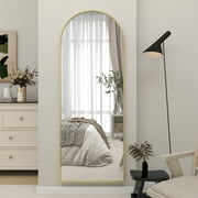 GLSL Length Mirror Arch Standing Floor Mirror, 64x21 Arched Wall Mirror, Gold