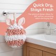 thumbnail image 6 of REGALWOVEN 1 Pc Fluffy Chenille Ball Hand Towels with Hanging Loops Rabbit Shape Quick Drying Soft Absorbent Pink 7" x 7", 6 of 7