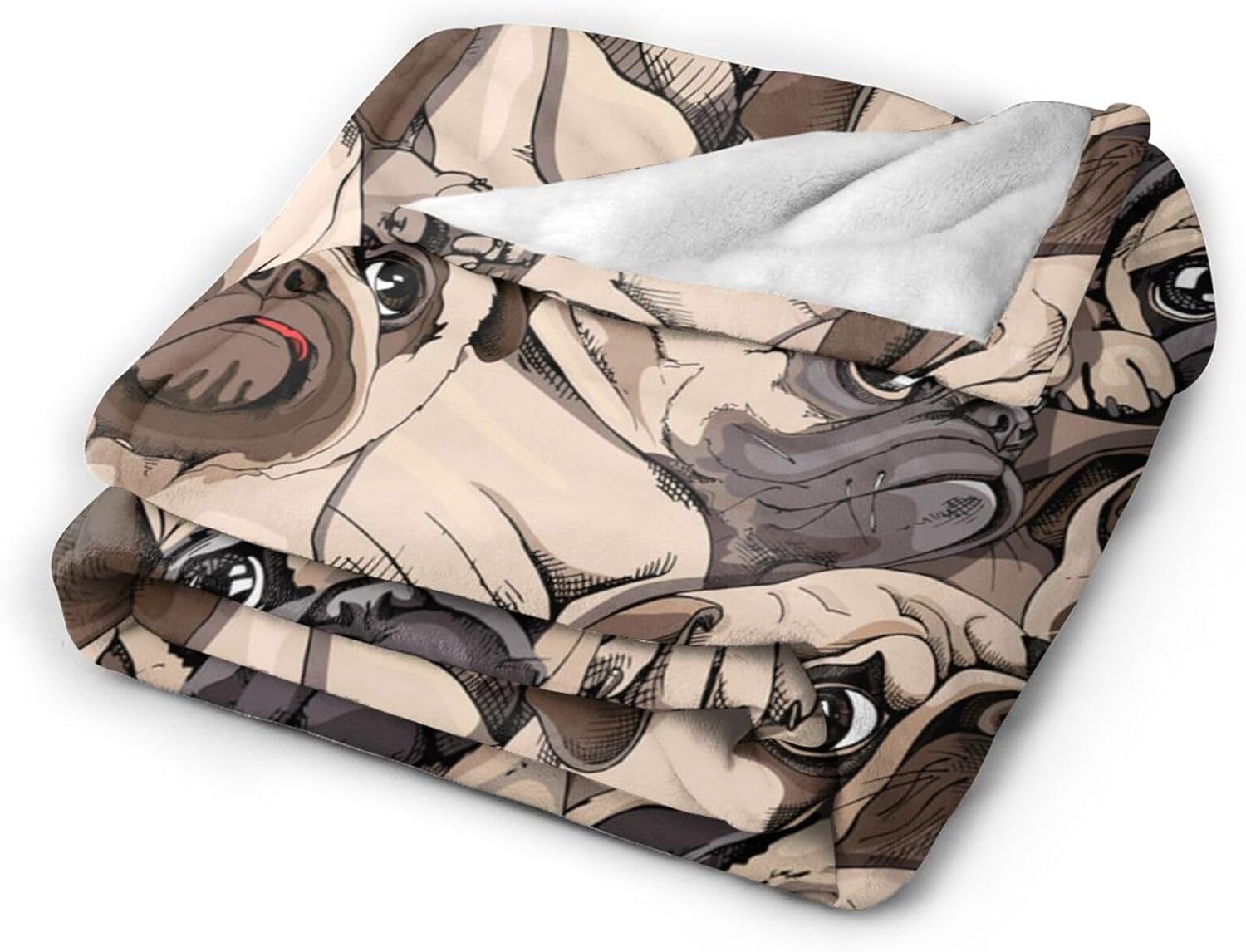 Kuscheln Cute Pug Dogs Bed Blanket Ultra Soft Throw Blanket All Season Warm Light Weight Cozy Plush Blankets for Home Bedroom Sofa Chair Travel