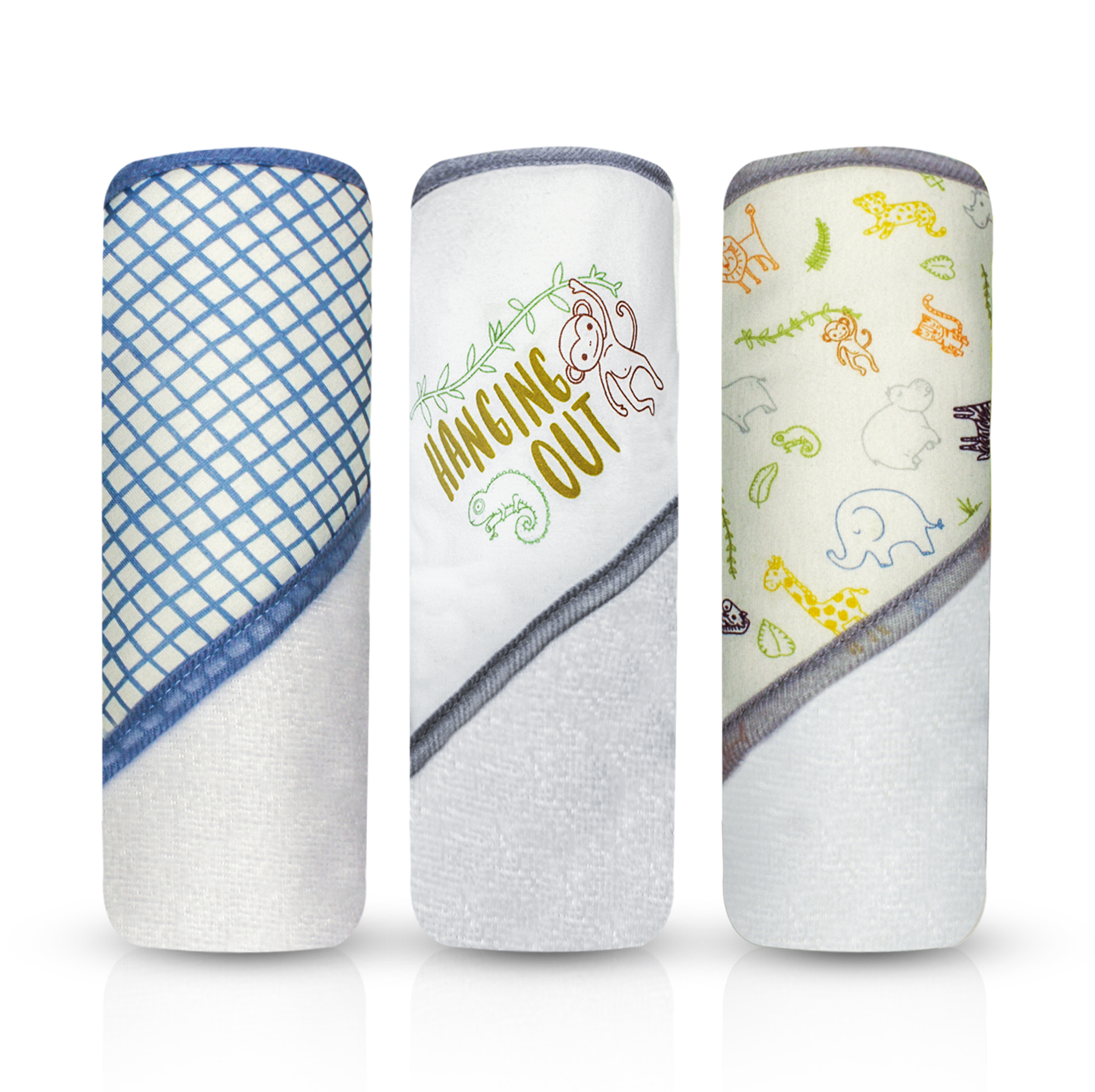 Modern Baby Hooded Baby Towels 3 Pack Set of Infant Girl Baby Bath