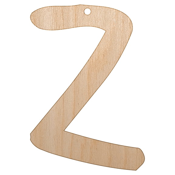Letter Z Uppercase Felt Marker Font Wood Holiday Christmas Tree Ornament Unfinished DIY Pre-Drilled Craft