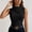 Black, variant on Women’s Sleeveless Mock Neck Top, Ruched Slim Fit Solid Tank Blouse, Soft Stretchy Casual Basic Shirt For Summer Daily Wear Black L