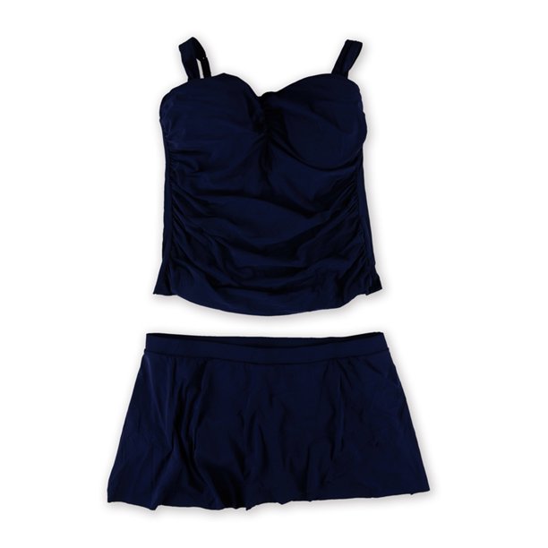 Tankini de 2 piezas con falda fruncida con alambre en U para mujer Profile, azul, 22 W Profile Tankini