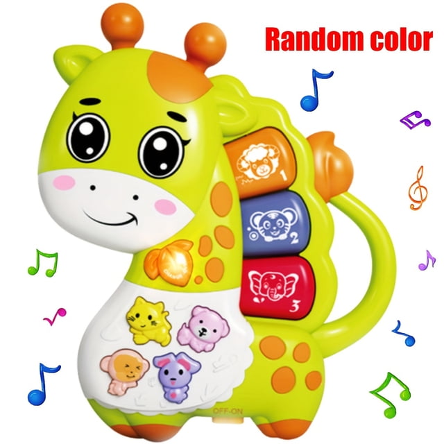 QJUHUNG Baby Giraffe Piano Musical Toy with Light-Up Keys Early Educational Learning Instrument for Infants Non-Toxic ABS Plastic Music and Sounds for Sensory Development Suitable for
