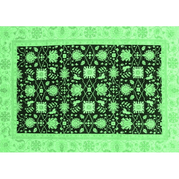 Ahgly Company Indoor Rectangle Oriental Emerald Green Traditional Area Rugs, 4' x 6'