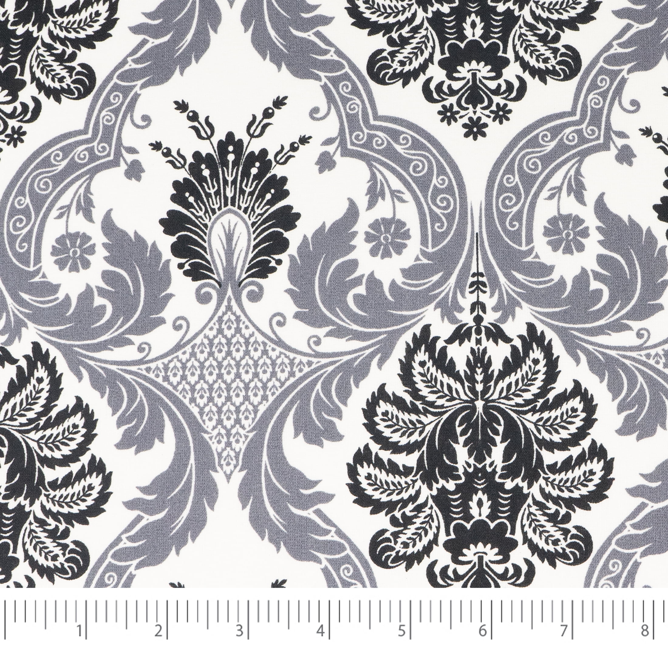 Waverly Inspirations 1 Yard Cut 100% Cotton Prints Fabric, Damask 2 Onyx, 44" Wide for Quilting & Sewing