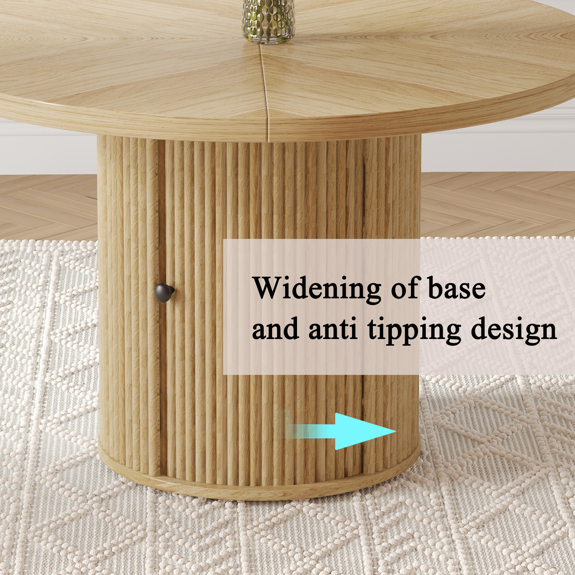 47.2" Dining Table With Double-Layer Storage Design And Roman Column Shape