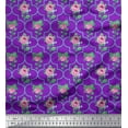 thumbnail image 1 of Soimoi Poly Georgette Tissu Quadrillé Design, Feuilles & Imprimé Floral Rose par Yard 52 Pouces de Large, 1 of 3