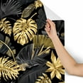 thumbnail image 3 of MuralsPrint Glam Golden Exotic Leaves Removable Peel-and-Stick Wallpaper - 10'ft H x 24''inch W, 3 of 4