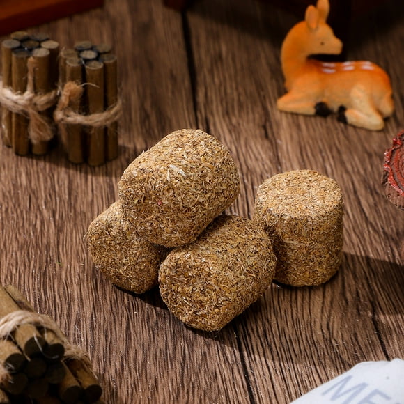 PENIKOKO 4Pcs Miniature Straw Bales Light Brown Wooden Decorative Item for Living Room