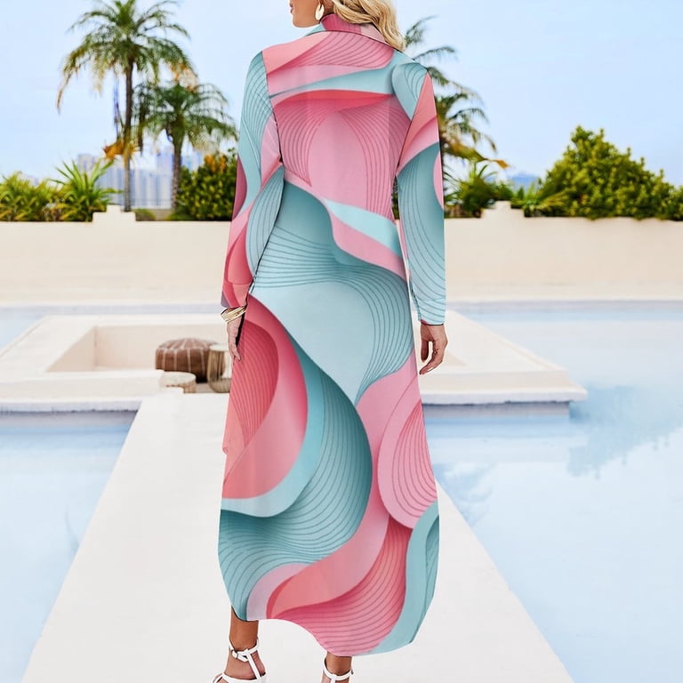 Pastel Symphony Long Sleeved Shirt Dress women's evening dresses wedding  dresses for parties - Walmart.com
