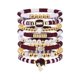 thumbnail image 1 of Pulsera de fútbol de capa apilable brazalete de cristal del corazón de la letra de la amistad pulsera de estiramiento conjunto de pulseras (B E), 1 of 5