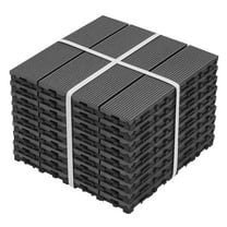 AENKYO 8.7 sq. ft WPC Interlocking Deck Tiles, 11.8"x11.8" Pack of 9 Waterproof Outdoor Flooring Tiles for Patio, Balcony, Dark Gray