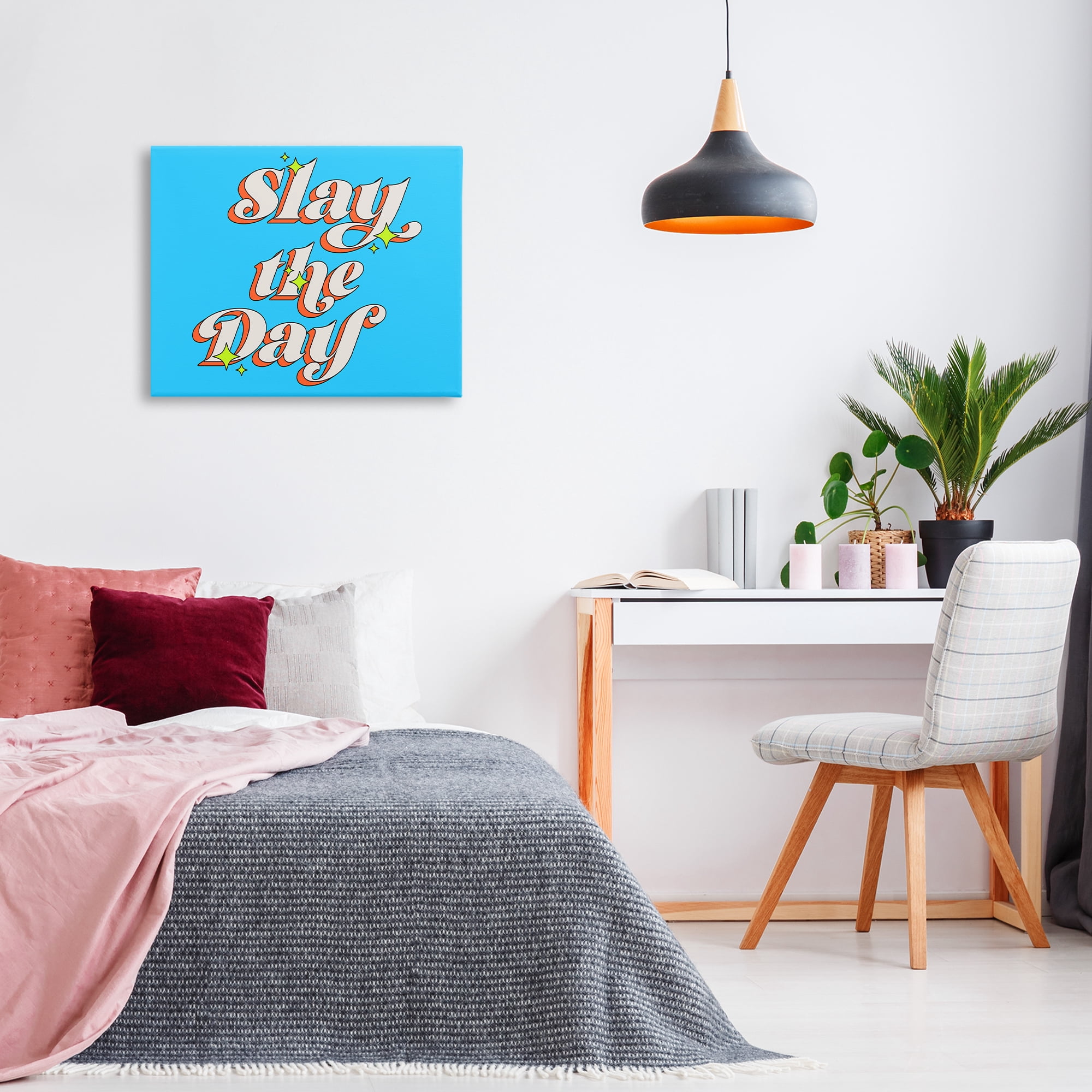 Stupell Industries Vintage Slay The Day Text & Numbers Painting Wrapped Canvas Art Print Wall Art, 30 x 24