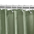 thumbnail image 2 of Utopia Alley Waffle Weave Shower Curtain for Bathroom, 120 GSM Weighted Polyester Bath Curtain (71" W × 71" H, Green), 2 of 11