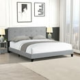thumbnail image 4 of Vintage King Size Upholstered Bed Frame with Button Tufted Headboard, Platform Bed with Sturdy Wood Slat Support, No Box Spring Needed Easy Assembly - Grey, 4 of 8