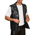 thumbnail image 4 of INSPIRE CHIC Faux Leather Vest for Men's Motorcycle Biker Sleeveless Jacket Zipper Riding PU Vest L Black, 4 of 5