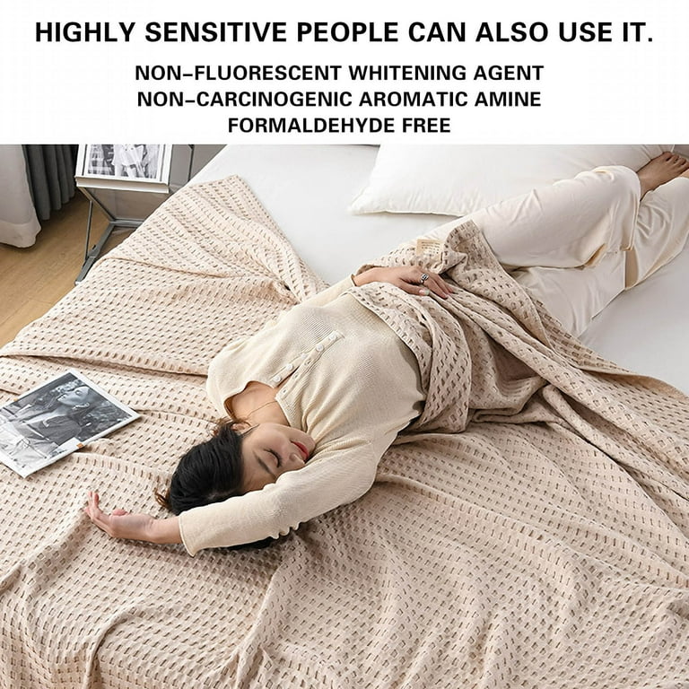 Waffle Blanket,Cotton Blankets Queen Size for Bed Waffle Weave