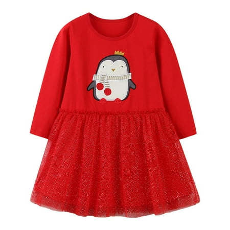 

Yidarton 2022 Autumn girls mesh dress European and American style cartoon long-sleeved princess dress embroidered children s dress 4T
