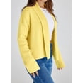 thumbnail image 4 of Open Front Solid Color Women Long Sleeve Shawl Neckline Knit Crop Cardigan, 4 of 6