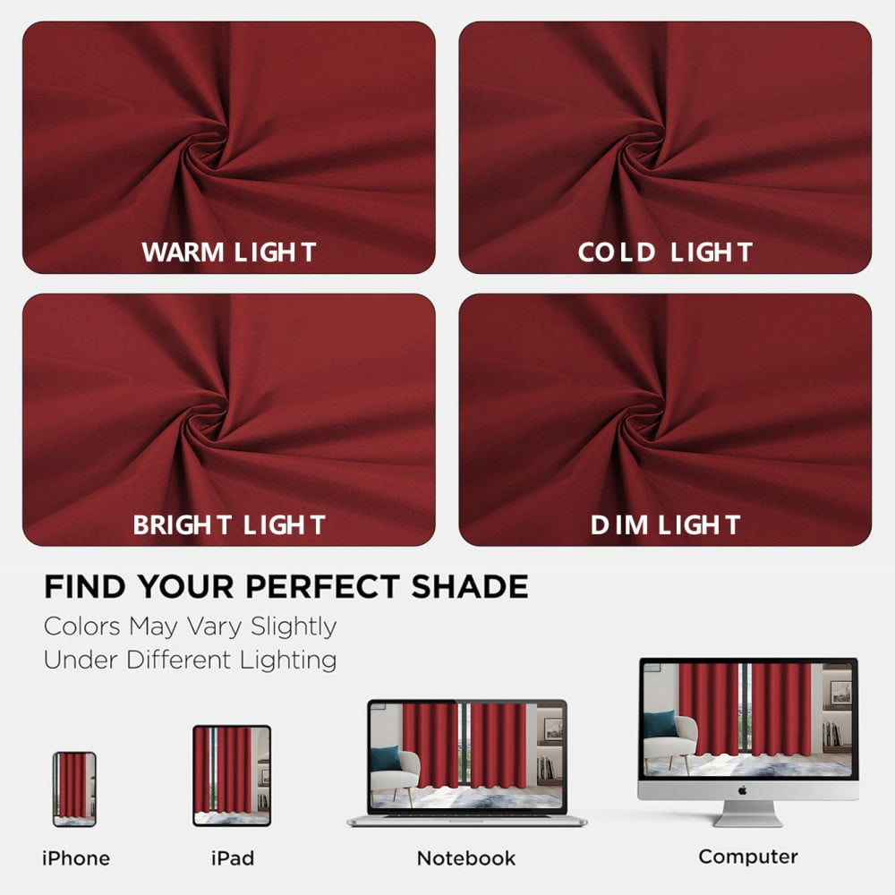 Blackout Curtains, Blackout Curtains Set of 2 Panels, Thermal Insulated Room Darkening Curtains for Bedroom, Privacy Protection & Noise Reducing