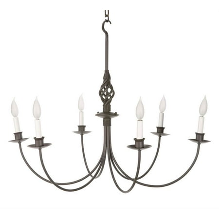 Basketweave 6 Arm Chandelier Natural Black Com