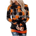 thumbnail image 1 of Chandail en Molleton Chat Citrouille Pull Col Rond Halloween pour Femmes Manches Longues Décontracté Ample, 1 of 4