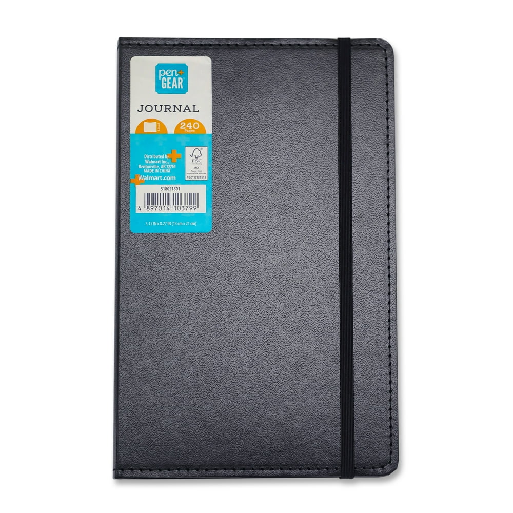 Pen+Gear Leatherette Journal, Medium, 240 Pages, Black
