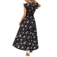 thumbnail image 6 of Franhais Women Long Maxi Dress, Summer Elegant Fly Sleeve V-neck Flower Print Midi Dress for Party, 6 of 7
