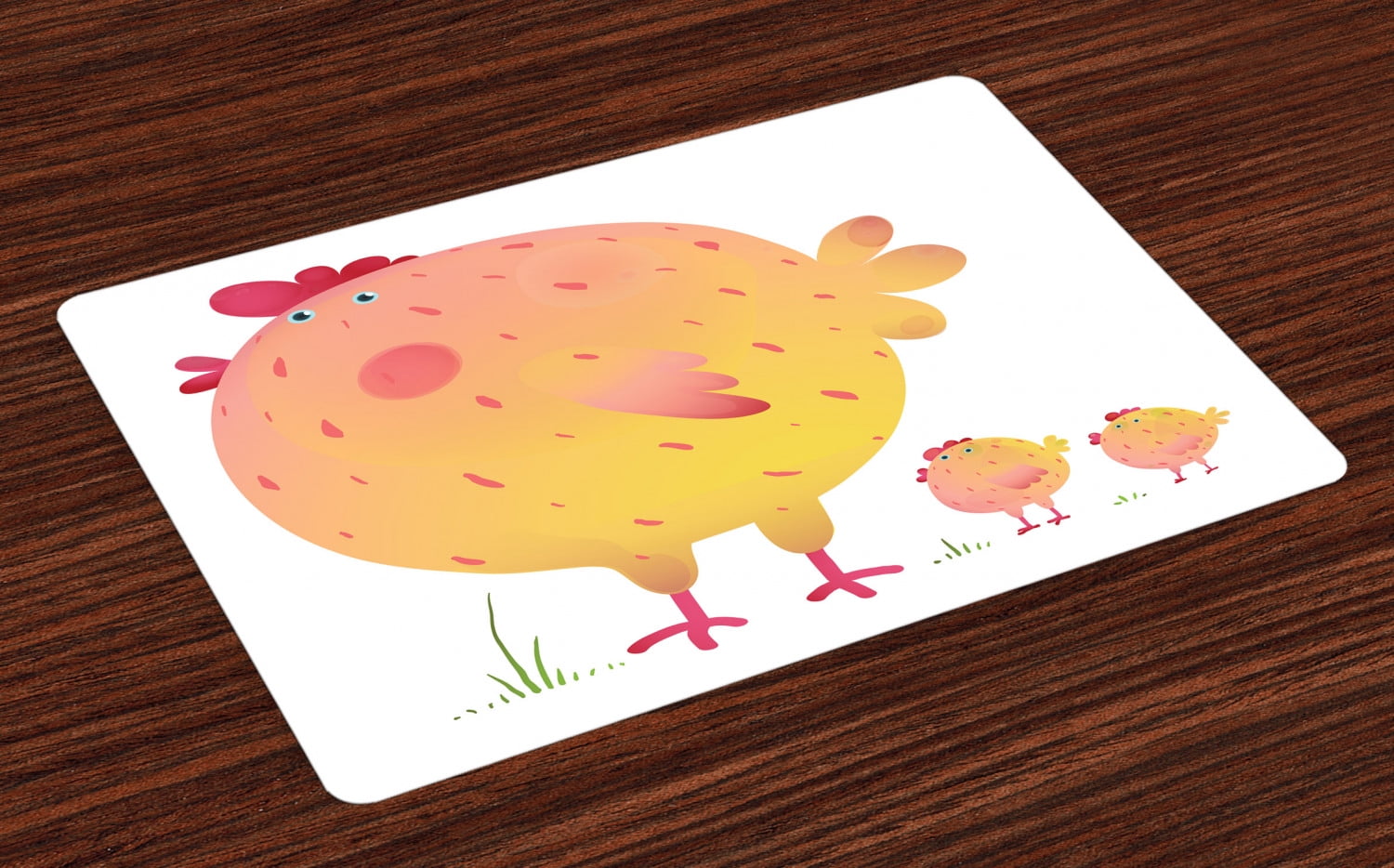 Chicken Placemats Set of 4 Mother Hen and Chicks Farm Animals