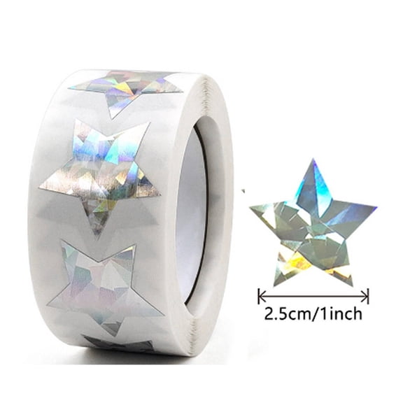 CCOCC 500 Pcs Stickers Odorless Star Stickers for Kids Classroom Self Adhesive Glitter Sparkly Star Sticker Silver 1"