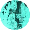thumbnail image 1 of Ahgly Company Machine Washable Indoor Round Abstract Turquoise Blue Modern Area Rugs, 6' Round, 1 of 4