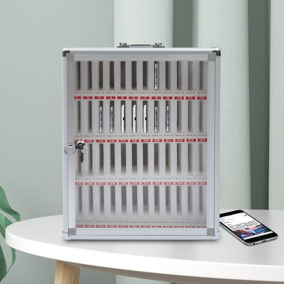 FETCOI 48 Slots Cell Phone Locker Aluminum Alloy School Mobile Phone Storage Cabinet