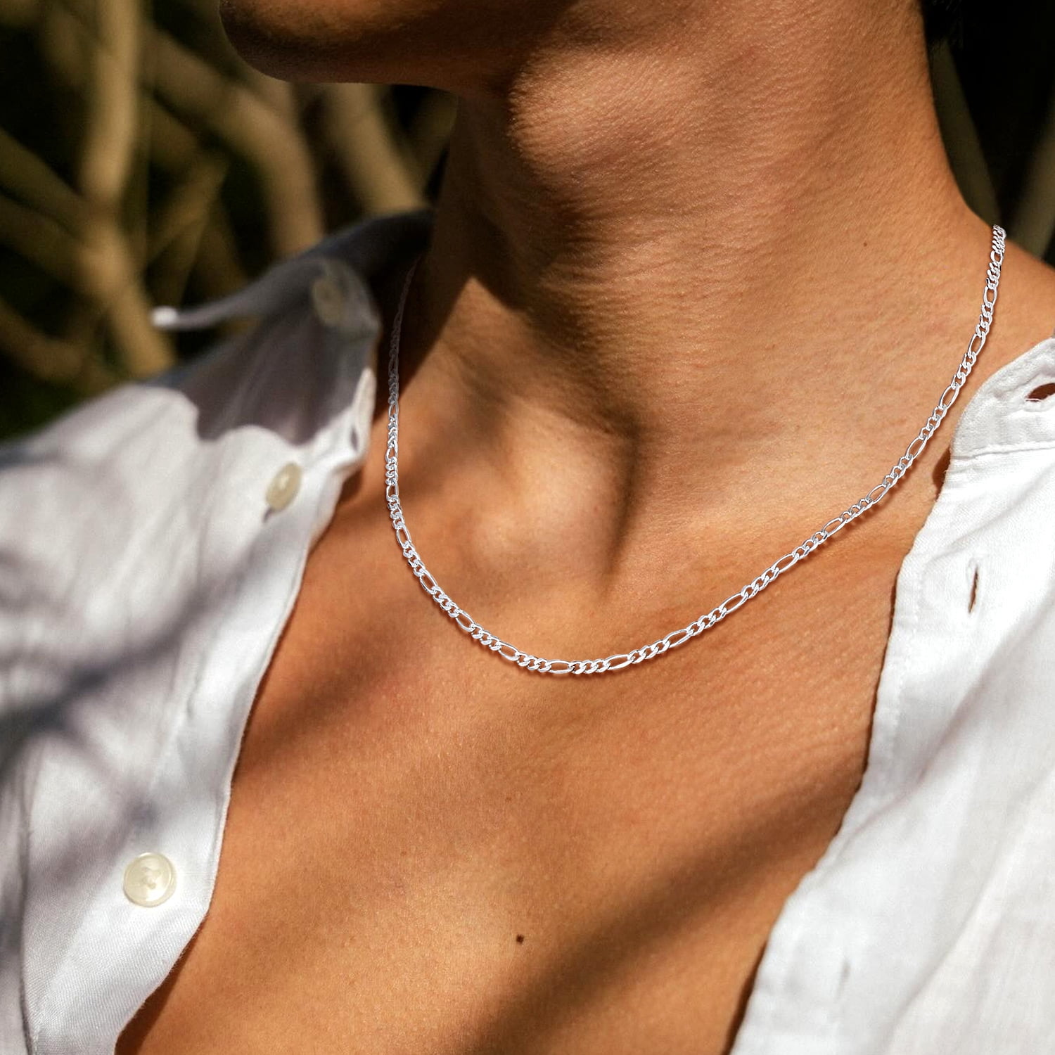 Suplight Solid 925 Sterling Silver 3mm/5mm Figaro Chain Necklace, Jewelry Gift for Men Women