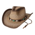thumbnail image 5 of LILIYA Lightweight Western Cowboy Hat Breathable Wide Brim Sun Protection Adjustable Headwear for Summer Travel Vacation and Outdoor Activities, 5 of 5