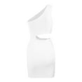 thumbnail image 5 of Odbmxy Wrap Mini Dresses for Women Sleeveless One Shoulder Womens Plus Dresses Party Hollowed Out Slim Plain Dresses,White XS, 5 of 9