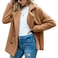 thumbnail image 3 of Defitshape Women's Soft Fluffy Blazer Jackets & Coats Lapel Collar Warm Thick Fuzzy Teddy Fleece Casual Double Breasted Jackets & Coats Umber 16, 3 of 4