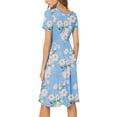 thumbnail image 5 of JuneFish Women's Summer Casual Short Sleeve Dressy Dresses Empire Waist Knee Length Dress with Pockets, 5 of 8