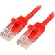 thumbnail image 1 of Cable de 1m Rojo de Red Fast Ethernet Cat5e RJ45 sin Enganche Startech 45PAT1MRD, 1 of 1