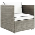 thumbnail image 5 of Modern Contemporary Urban Outdoor Patio Balcony Garden Furniture Lounge Sectional Sofa Set, Sunbrella Rattan Wicker, White Light Gray, 5 of 6