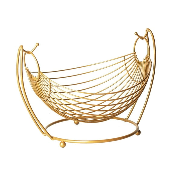 Decorative Kitchen Vegetable Organizer Fruit Storage Rack Basket Gold , 28x20cm