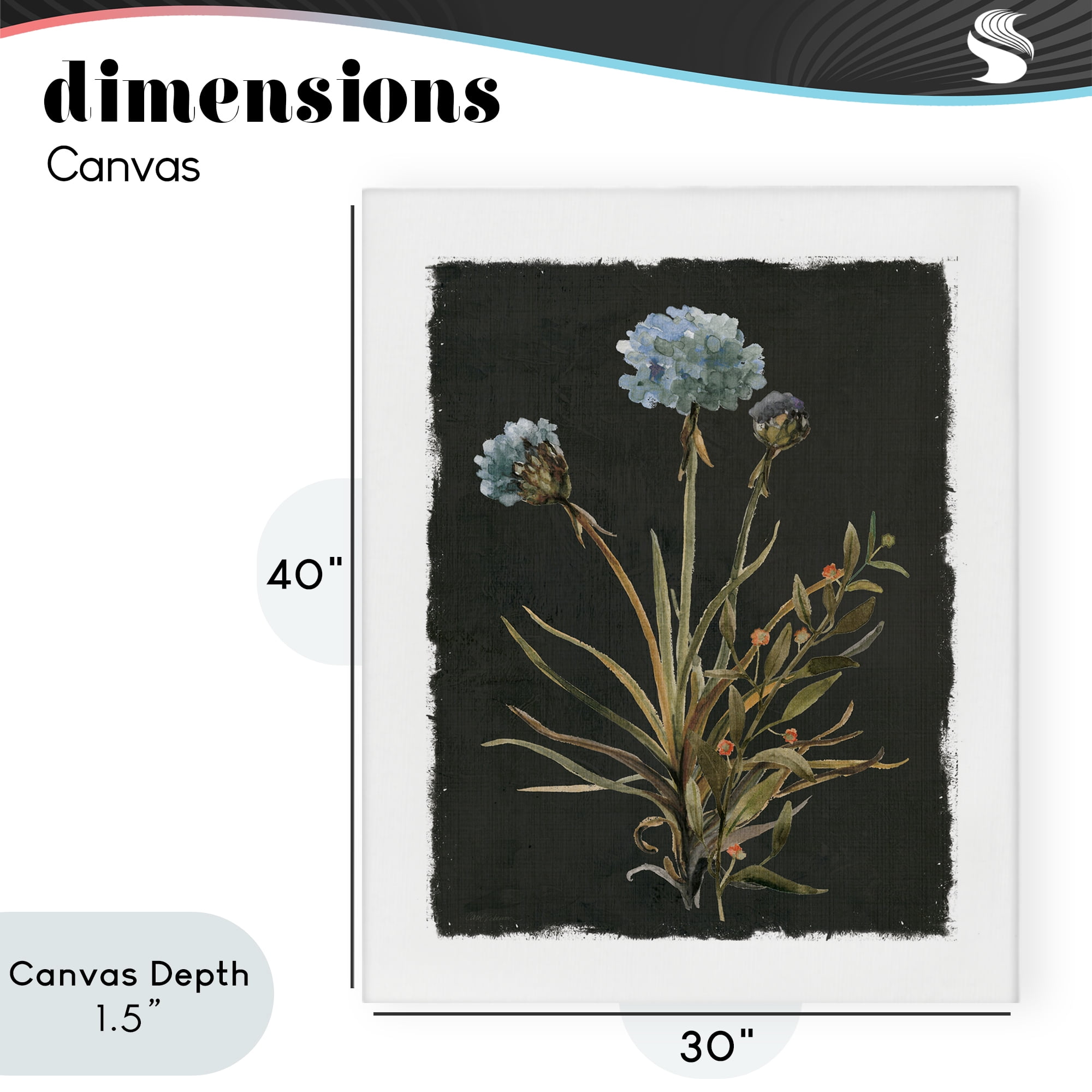 Stupell Industries Cerulean Bloom on Dark Green Canvas Wall Art, design by Carol Robinson