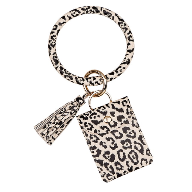 1 Uds. Pulsera de coche, llavero, adorno colgante, borla, estampado de leopardo, cuero