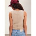thumbnail image 6 of Womens Ribbed Tank Tops Summer Slim Fit V Neck Tops Casual Basic Knit Sleeveless Shirts Apricot L, 6 of 7
