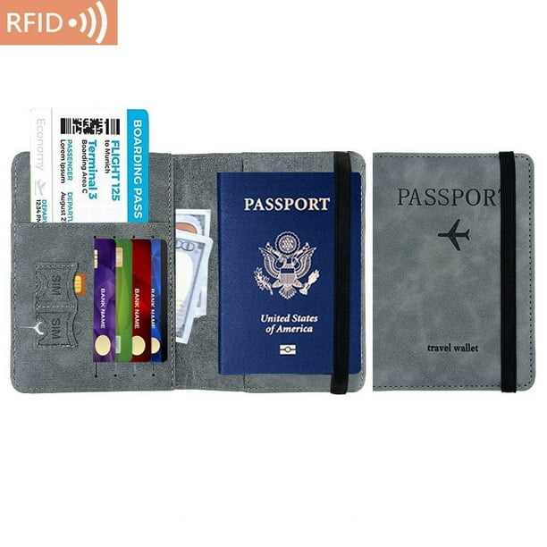 Funda de cuero de PU con RFID para libreta de ahorros, funda de cuero para tarjeta SIM, funda de cuero para identificación, funda para libreta de ahorros