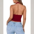 thumbnail image 5 of Women Halter Deep V Neck Backless Crop Tank Top Open Back Sleeveless Slim Fit Y2k Summer Tops, 5 of 5