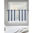 thumbnail image 5 of Navy Blue Aqua Striped Tier Curtains 36 Inch Length, Sheer Curtains for Bedroom Living Room Window Farmhouse Stripe Art Rod Pocket Voile Drapes Kitchen Curtains Small Half Window 27.5"x36" 2 Panels, 5 of 6