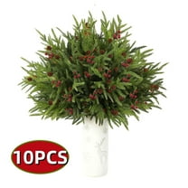 Kabuer Artificial Norfolk Pine Branches 17" Fake Cedar Stems with Pine Needle,Cone,Fake Greenery Pine Picks for Vase DIY Garland Wreath Home Decoration 10PCS